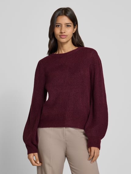 mbyM Sweter z dzianiny krój regular fit z dodatkiem wełny model „Farrell” Lawendowy 4