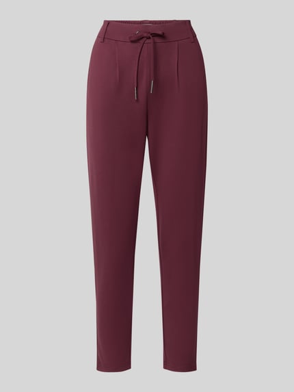 Produktfoto, Gerade Hose mit Gürtelschlaufen Modell 'POPTRASH' von ONLY in Dunkelrot, schmal geschnitten, glatte Textur, Damen Gerade Hose von ONLY