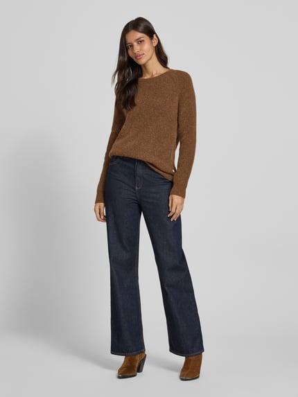 Fynch-Hatton Strickpullover mit gerippten Abschlüssen Mittelbraun Mel 1