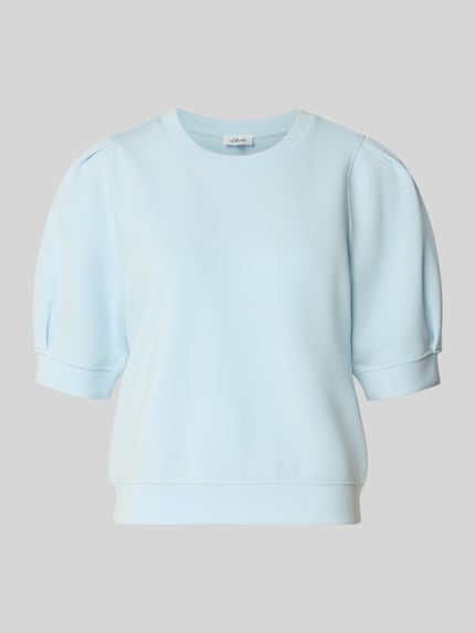 Produktfoto, Regular Fit Sweatshirt aus Scuba von s.Oliver RED LABEL in hellblau, unifarben, Crew Neck, 1/2-Arm, glatte Textur, Modal-Mix