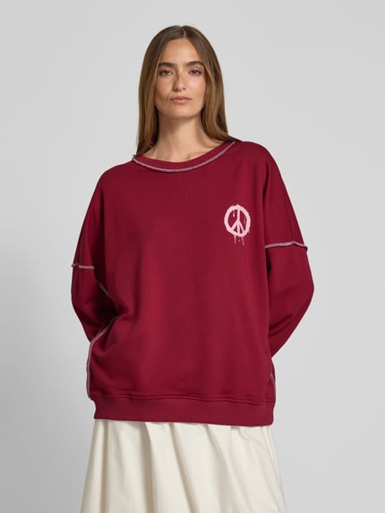 miss goodlife Sweatshirt met motiefprint en ronde hals Bordeaux - 4