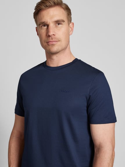 JOOP! COLLECTION T-Shirt mit geripptem Rundhalsausschnitt Modell 'Cosmo' Dunkelblau 3