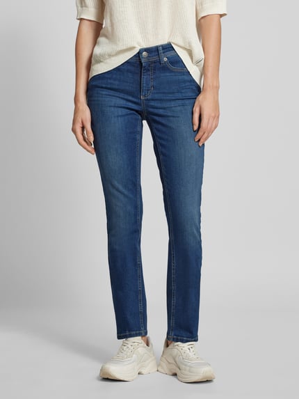 CAMBIO Straight fit jeans in used-look, model 'Parla' Blauw - 4
