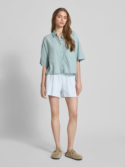 REVIEW Relaxed fit korte broek met plooien Bleu - 1