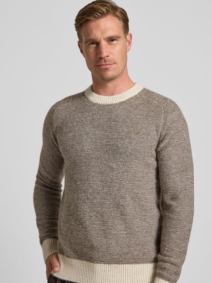 Selected Regular Fit Strickpullover mit Alpaka-Woll-Mix Modell 'RAI' Dunkelbraun 3