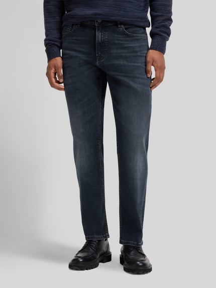 BOSS Orange Regular Fit Straight Fit Jeans mit Logo-Detail Blau 4