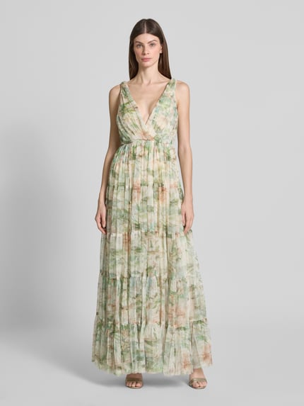 Lace & Beads Abendkleid im Stufen-Look mit V-Ausschnitt Hellgruen 4