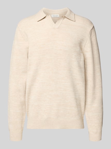 Casual Friday Bluzka o kroju regular fit z długim rękawem i kołnierzykiem polo model ‘Karl’ Złamany biały 2