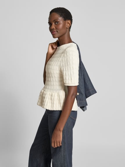 MANGO Regular Fit Strickpullover mit Woll-Anteil Modell 'DOLL' Offwhite 3