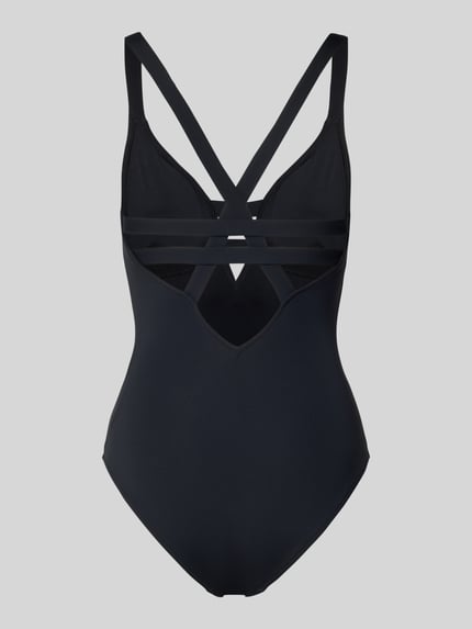 Produktfoto, Body mit V-Ausschnitt van Seafolly, zwart, materiaalmix met stretch, nauwsluitend model, gladde textuur