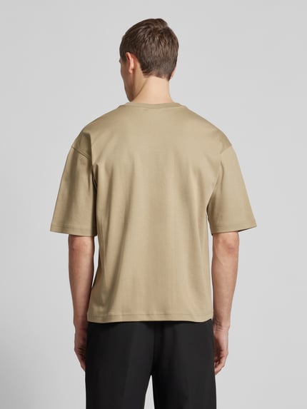 Jake*s Studio Men T-shirt z prążkowanym okrągłym dekoltem Ziemisty brązowy 5