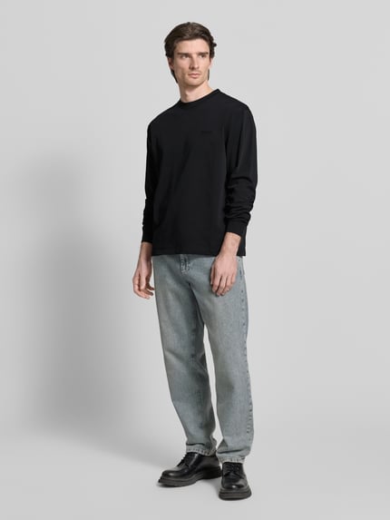 WOODBIRD Longsleeve mit Label-Stitching Modell 'Baine' Black 1