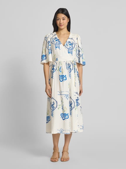 ICHI Wickelkleid aus Viskose-Mix mit Leinen-Anteil Modell 'LUCIE' Offwhite 4