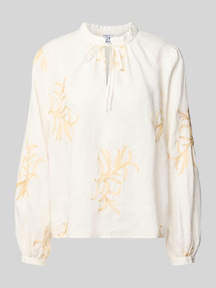 Emily Van den Bergh Blouse met serafinokraag en vetersluiting Offwhite - 2