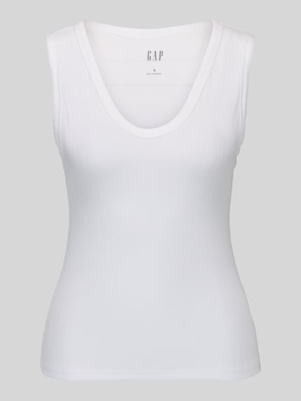 Produktfoto, wit Slim Fit Top uit katoenmix van GAP, gladde structuur, Dames top