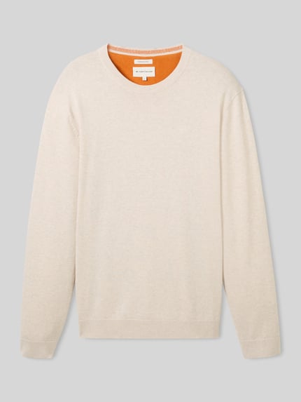Tom Tailor Regular Fit Pullover aus reiner Baumwolle Offwhite 2