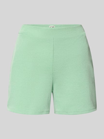 Produktfoto, Shorts mit elastischem Bund Modell 'KATE PIQUE' von ICHI aus Baumwoll-Mix in Mintgrün, Regular-Fit, feine Piqué-Struktur