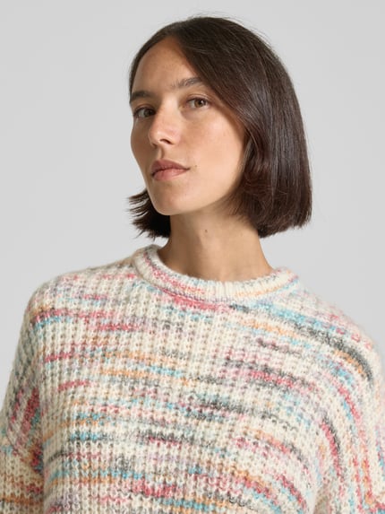 Jake*s Casual Oversized Pullover in Strick-Optik mit Woll- und Alpaka-Anteil Ecru 3