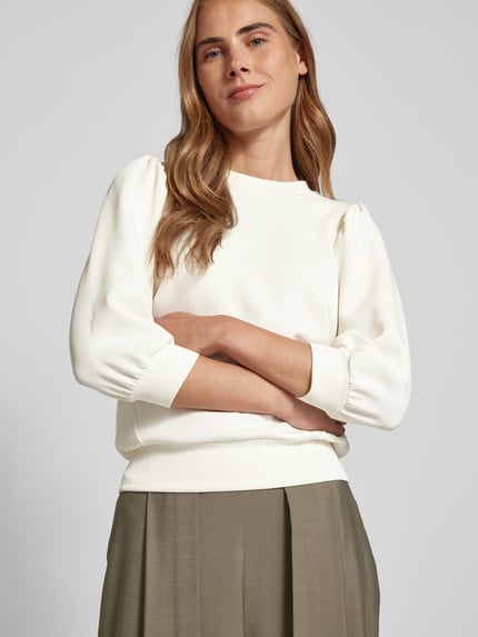 Selected Sweatshirt met 3/4-mouwen Wit - 3