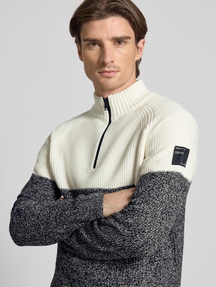 Tom Tailor Denim Regular Fit Troyer mit Raglanärmeln Offwhite 3