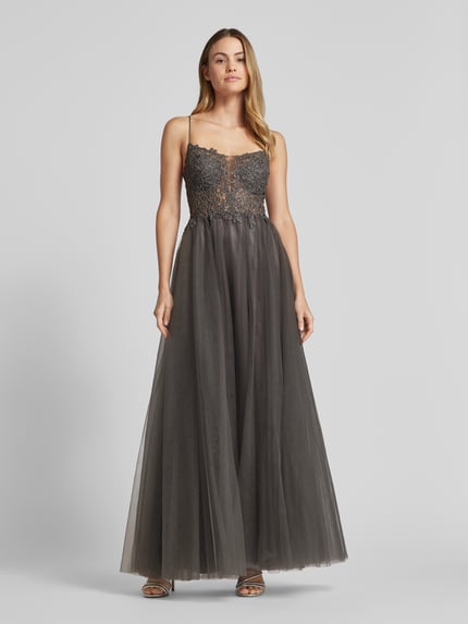 VM by Vera Mont Abendkleid mit Spitzenbesatz Anthrazit 4