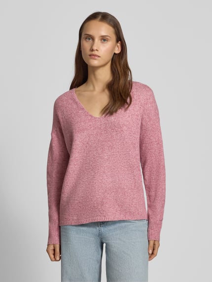 ONLY Regular Fit Pullover mit V-Ausschnitt Modell 'RICA LIFE' Pink Melange 4