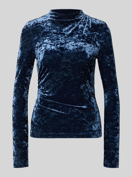 Jake*s Collection Langarmshirt mit Samtstruktur Mock Neck Eisblau 2