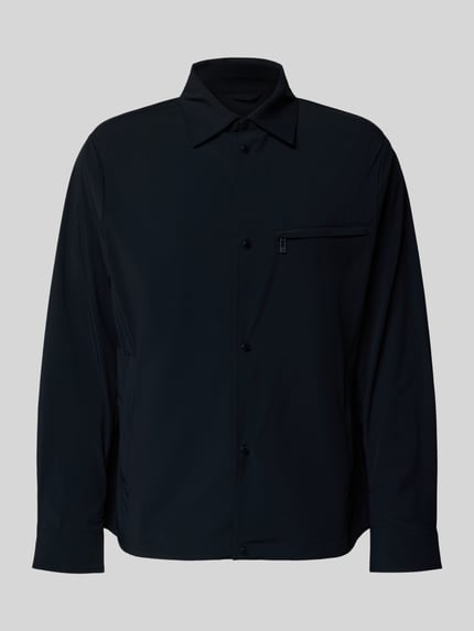 Produktfoto, Blouson mit Kentkragen und borstzak met ritssluiting van ARMANI EXCHANGE in zwart materiaalmix met stretch, regular fit, knoopsluiting, ruglengte maat M 66 cm