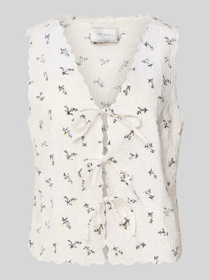 Neo Noir Slim Fit Blusentop mit Häkelspitze Modell 'Bibi' Offwhite 2