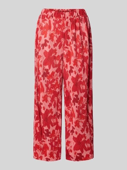 PIECES Regular Fit Culotte mit Allover-Muster Modell 'FLORA' Rot Melange 2