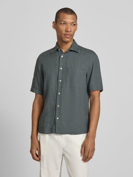 Marc O'Polo regular fit vrijetijdsoverhemd van puur linnen Olijfgroen - 4