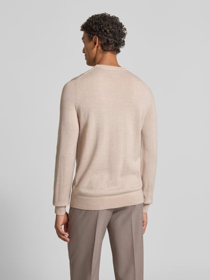 Christian Berg Men Regular Fit Pullover aus Woll-Mix Sand Melange 5