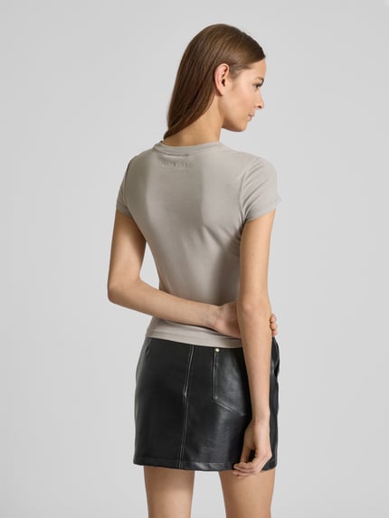 LeGer T-Shirt mit Label-Stitching - LeGer Studio Kollektion Hellgrau 5