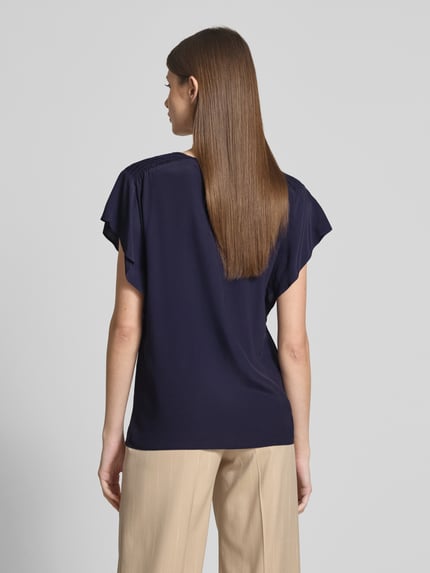 s.Oliver BLACK LABEL Regular fit blouseshirt van pure viscose Marineblauw - 5