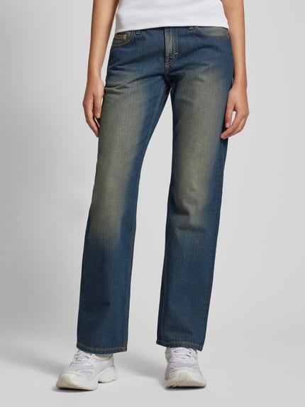 Weekday Straight Fit Jeans im Used-Look Modell 'Arrow' Jeansblau 4