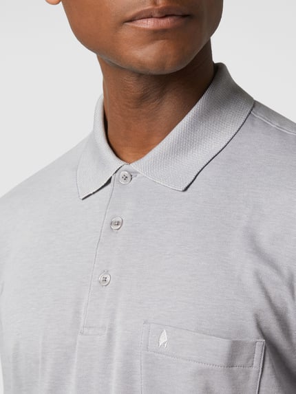 RAGMAN Regular Fit Poloshirt mit Brusttasche Silber Melange 3