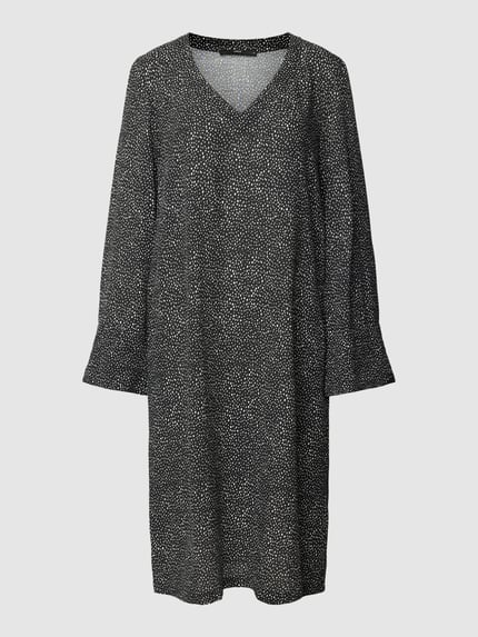 Lanius Knielange jurk met all-over motief Zwart - 2
