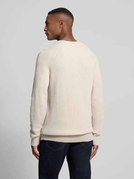 Casual Friday Sweter z dzianiny z okrągłym dekoltem model ‘Kristian’ Złamany biały 5