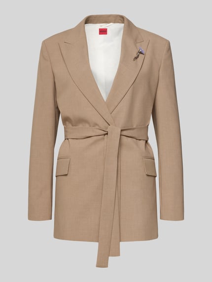 HUGO Regular Fit Longblazer mit Viskose-Anteil Modell 'ABIVALE' Beige Melange 2