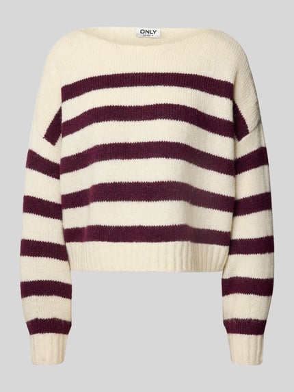 ONLY Sweter z dzianiny o kroju regular fit ze wzorem na całej powierzchni model ‘LAYA’ Bordowy 2