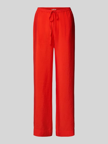 MSCH Copenhagen Straight Leg Stoffhose in Crinkle-Optik Modell 'Henra Ladonna' Rot 2