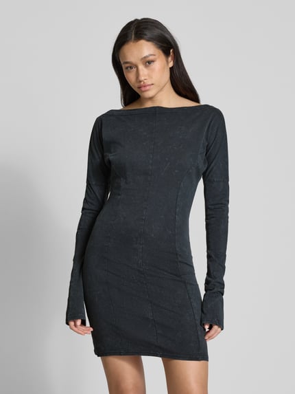 Weekday Mini-jurk met boothals, model 'Robin' Zwart - 4
