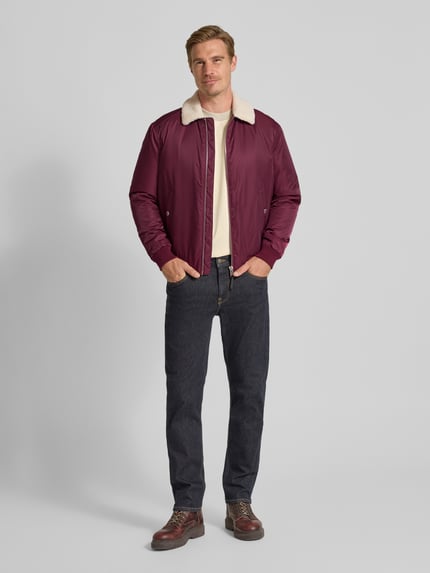 MCNEAL regular fit jack met platte kraag Bordeaux - 1