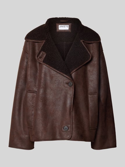 Jake*s Casual Relaxed Fit Jacke mit Teddyfell Dunkelbraun 2