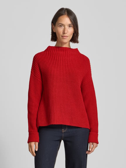Selected Sweter z dzianiny o kroju regular fit z mieszanki bawełny model ‘SELMA’ Czerwony 4