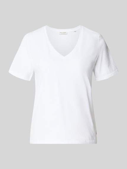 Produktfoto, Regular Fit T-Shirt aus reiner Baumwolle von Marc O'Polo, look: effen, regular fit pasvorm, V-hals, korte mouw, puur katoen