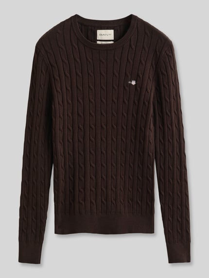 GANT Regular Fit Pullover aus Baumwoll-Mix mit Logo-Stitching Mittelbraun 2