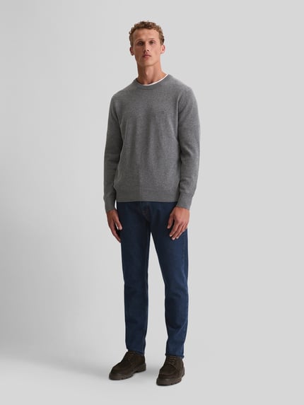 Marc O'Polo Pullover mit Logo-Stitching Crewneck Anthrazit 1