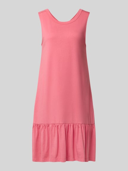 Produktfoto, Relaxed Fit Freizeitkleid aus Baumwoll-Modal-Mix von s.Oliver RED LABEL in Rosa mit glatter Oberfläche und Volantabschluss.