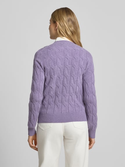 Tommy Hilfiger Sweter z dzianiny o kroju regular fit z czystej wełny Jasnofioletowy 5